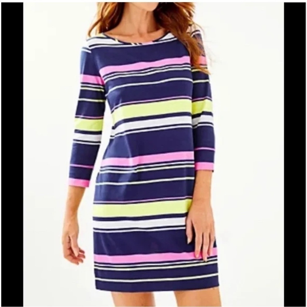 Lilly Pulitzer Marlowe Dress Blue Pink Sun Stripe Size M